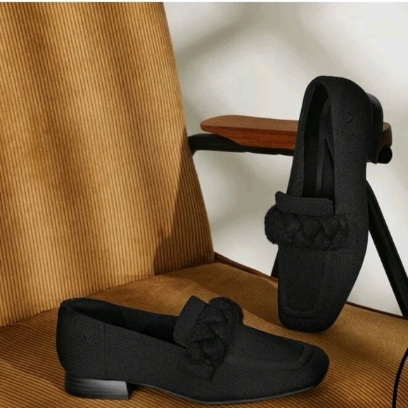 Vivaia Caitlin 2.0 Square Toe Knot Loafers Black Eu 43 Us 12 Euc - Picture 1 of 10